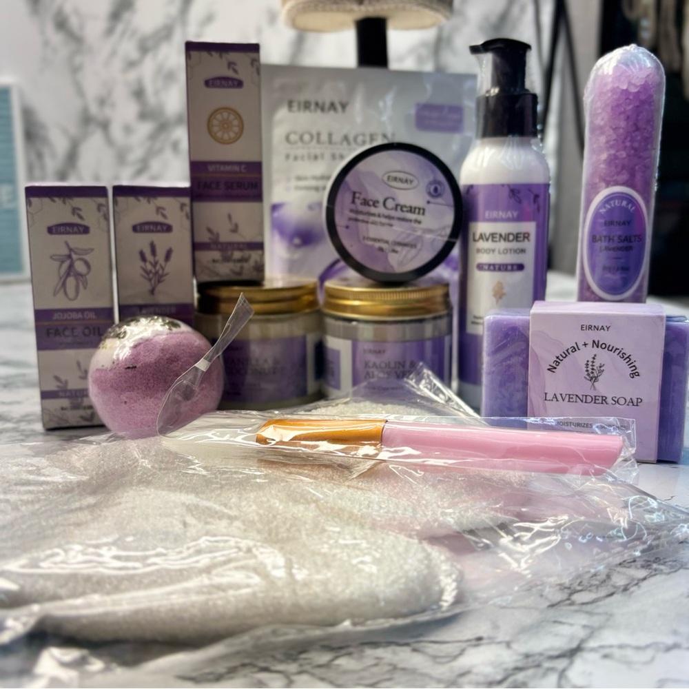 Spa Day Gift set Lavender Face Oil & Serum Set Bath Relaxing